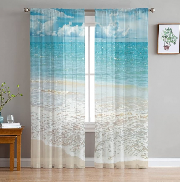 Tirai dengan Motif Gelombang Laut